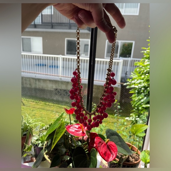 Kate Spade "Sweet As Pie" Bright Pink Cluster Beaded Collar Bib Necklace - Picture 6 of 11